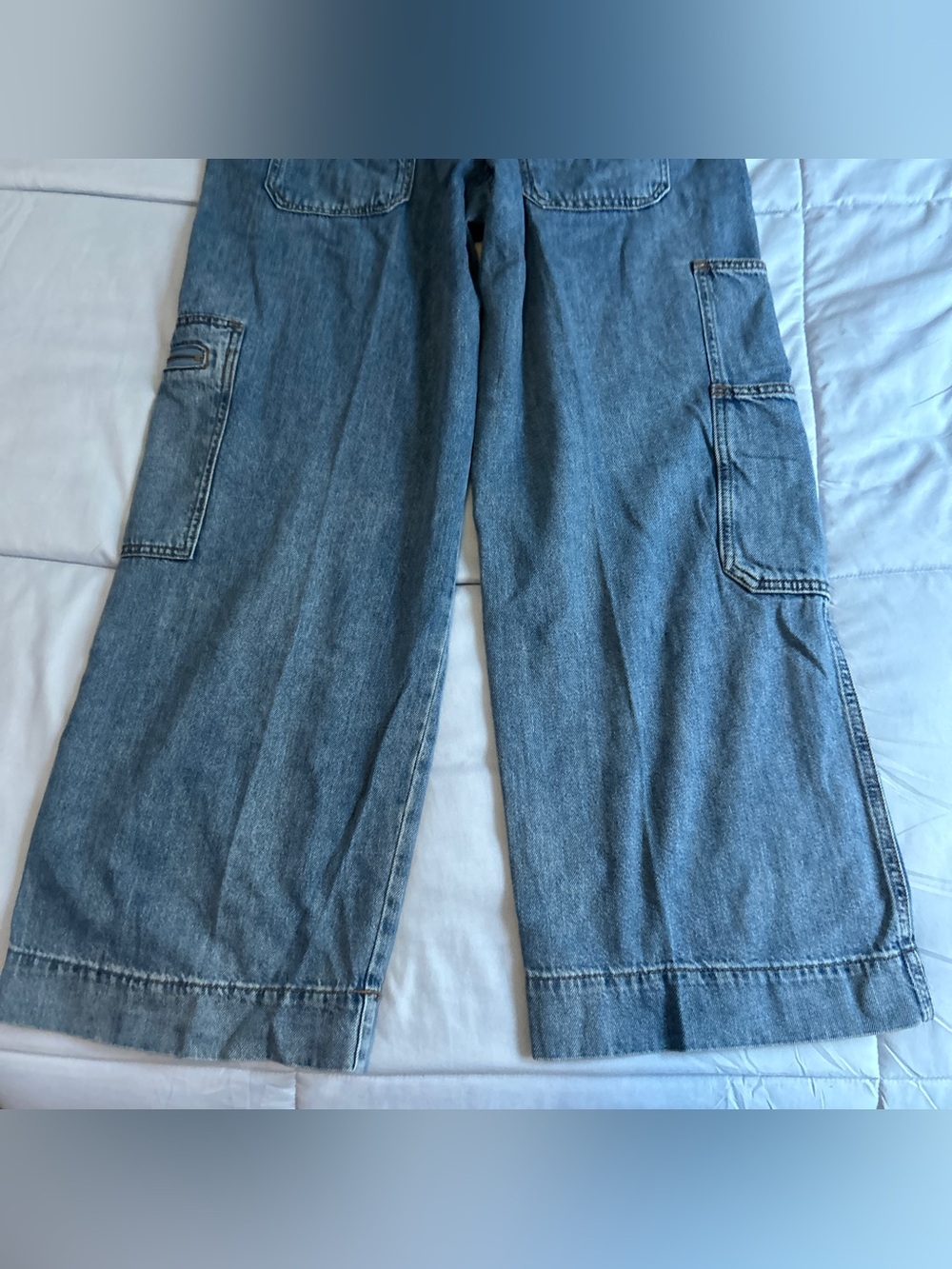 Wild Fable High Rise Cargo Utility Classic Wide leg denim Pants Women’s 12/R - Picture 9 of 10